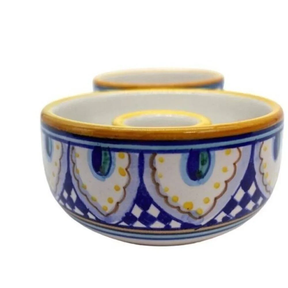 Deruta Italy Dip Amano Mano Franco Mari Artist Signed Candle Stick Holders